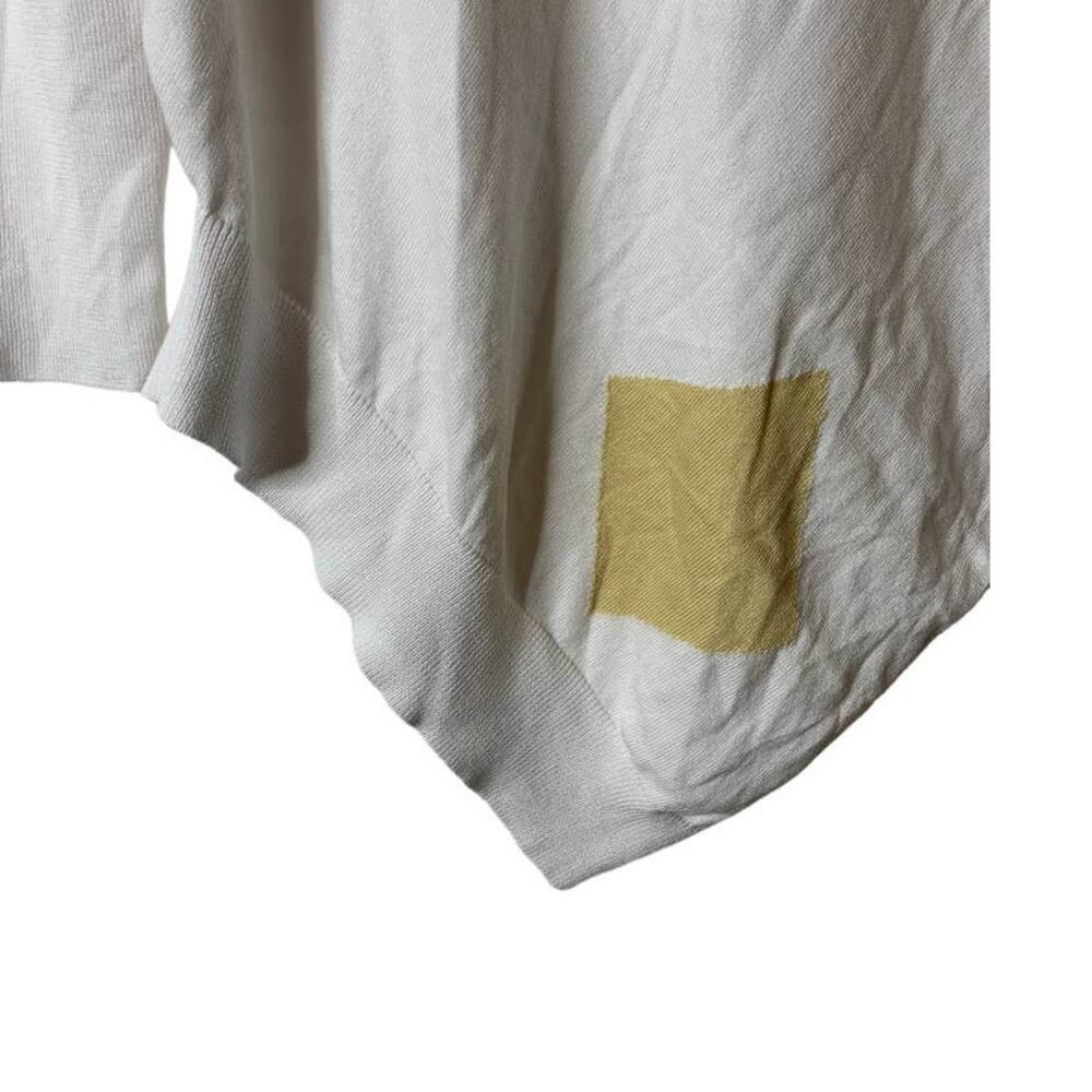 PLANET Lauren G White Yellow Diamond Print Pointed Hem Dolman Sweater One Size - Picture 3 of 10